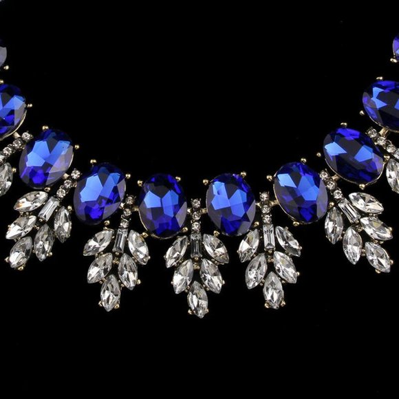 LA Fatima Women Blue Necklace& Earring Set Jewelry - Picture 3 of 6